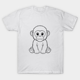 Cute Baby Gorilla Animal Outline T-Shirt